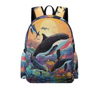 TPISLI Zainetto Whale Ragazzi 10-15 Anni Zaino per Computer Marine Creature Ragazza 13 Anni Cartella Scolastica Media Backpack, Tempo Libero Outdoor Uso Quotidiano