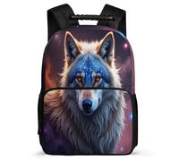 TPISLI Zainetto Wolf Classe 2-4 per Ragazzo Ragazza Cartella Scolastica Animal Wolves 7-11 Anni Bookbag, Dettagli in Feltro Tasche Laterali Natale Scuola