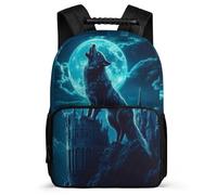 TPISLI Zainetto Wolf Howling per Bambino Classe 3-5 Borsa Scolastica Animal Wolves 7-11 Anni Daypack, Schienale Imbottito Dettagli in Feltro Regalo Compleanno