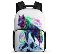 TPISLI Zainetto Wolve Printed Classe 3-5 per Ragazzo Ragazza Borsa Scolastica Animal Wolf Design 6-10 Anni Daypack, Resistente Leggero Manico Robusto Gite Brevi