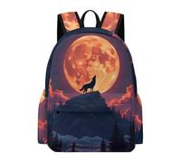 TPISLI Zainetto Wolves Moon Bambini 7-11 Anni Borsa Scolastica Full Moon Wolf per Studenti Scuola Primaria Cartella Bambine Grande Leggero Sport Outdoor Tempo Libero