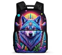 TPISLI Zainetto Wolves Pattern Classe 3-5 per Studenti Borsa Scuola Animal Wolf 7-11 Anni Bookbag, Manico Robusto Dettagli in Feltro Viaggio Uso Quotidiano