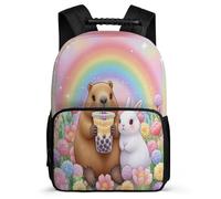 TPISLI Zaino Capybara Scuola Primaria per Studenti Zaino Scuola Animal Rabbit 6-10 Anni Backpack, Tessuto 1680D Manico Robusto Viaggio Uso Quotidiano
