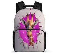 TPISLI Zaino Giraffe Illustration per Bambini Bambine 7-11 Anni Cartella Scolastica Animal Theme Scuola Primaria Daypack, Dettagli in Feltro Schienale Imbottito Tempo Libero