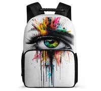 TPISLI Zaino Graffiti Eye Art per Bambino Bambina Classe 2-4 Borsa Scolastica Colourful Abstract 7-12 Anni Daypack, Dettagli in Feltro Tessuto 1680D Viaggio Uso Quotidiano
