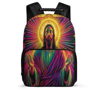 TPISLI Zaino Jesus Christian Pattern per Bambini 5-10 Anni Borsa Scolastica Jesus Design Scuola Primaria Daypack, Tasche Laterali Resistente Leggero Ritorno a Scuola