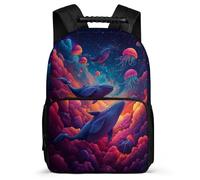 TPISLI Zaino Marine Life Classe 1-3 per Ragazzi Ragazze Cartella Scolastica Whale Pattern 6-11 Anni Daypack, Resistente Leggero Schienale Imbottito Tempo Libero