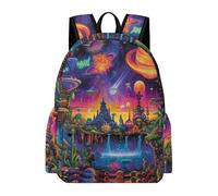 TPISLI Zaino per Computer Multicolored Planet Bambine 7-11 Anni Zainetto Cosmos Bambino Classe 2 Cartella Scolastica Primaria Backpack, Gite Tempo Libero Uso Quotidiano