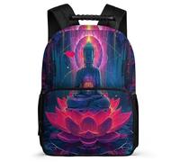 TPISLI Zaino per Scuola Buddha Lotus Elementare per Ragazzi Ragazze Cartella Scolastica Buddhism 6-11 Anni School Bag, Tasche Laterali Resistente Leggero Regalo Compleanno