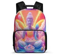 TPISLI Zaino per Scuola Buddha Print per Bambini Bambine Scuola Primaria Cartella Scolastica Buddhism 6-10 Anni School Bag, Dettagli in Feltro Tasche Laterali Viaggio Uso Quotidiano