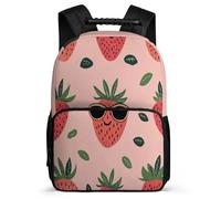 TPISLI Zaino per Scuola Cool Strawberry Design per Ragazzo Ragazza Elementare Zainetto Fruit Print 8-12 Anni Backpack, Tasche Laterali Manico Robusto Tempo Libero