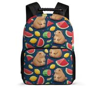 TPISLI Zaino per Scuola Cute Capybara per Bambini Elementare Cartella Scolastica Watermelon Motif 8-12 Anni Daypack, Dettagli in Feltro Resistente Leggero Natale Scuola
