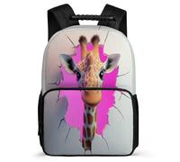 TPISLI Zaino per Scuola Cute Giraffe per Bambino Bambina 6-10 Anni Zaino Scuola Animal 3D Printed Elementare Backpack, Tasche Laterali Manico Robusto Tempo Libero