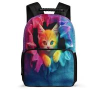 TPISLI Zaino per Scuola Cute Kitten per Ragazzi Ragazze Classe 2-4 Borsa Scuola Animal Cat Design 8-12 Anni Backpack, Tasche Laterali Dettagli in Feltro Gite Brevi