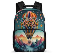 TPISLI Zaino per Scuola Flowers Hot-air Balloon per Bambino Bambina 5-10 Anni Borsa Scolastica Classe 1-3 Bookbag, Tessuto 1680D Resistente Leggero Ritorno a Scuola
