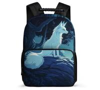 TPISLI Zaino per Scuola Fox Moon 6-10 Anni per Bambino Bambina, Zainetto Fox Pattern Cartella Scolastica, School Bag, Leggera, Schienale Imbottito, Primaria Tempo Libero