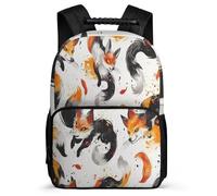 TPISLI Zaino per Scuola Fox Pattern Classe 3-5 per Bambini Bambine Borsa Scolastica Animal 6-11 Anni Backpack, Resistente Leggero Tessuto 1680D Natale Scuola