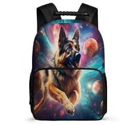 TPISLI Zaino per Scuola German Shepherd per Bambini Elementare Cartella Scolastica Space Dog 8-12 Anni Daypack, Dettagli in Feltro Resistente Leggero Natale Scuola