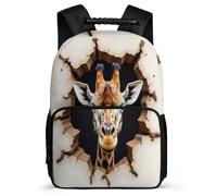 TPISLI Zaino per Scuola Giraffe Elementare per Bambina Zainetto 3D Print Animal 6-11 Anni Daypack, Resistente Leggero Schienale Imbottito Ritorno a Scuola
