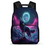 TPISLI Zaino per Scuola Howling Wolves Pattern Classe 1-3 per Bambini Zaino Scuola Wolf 6-10 Anni Daypack, Tasche Laterali Tessuto 1680D Viaggio Uso Quotidiano