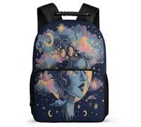TPISLI Zaino per Scuola Moon Stars Scuola Primaria per Bambini Zainetto Colourful Clouds 5-10 Anni Backpack, Manico Robusto Tessuto 1680D Regalo Compleanno