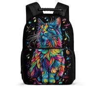 TPISLI Zaino per Scuola Musical Note Kitten Classe 2-4 per Ragazzi Ragazze Borsa Scolastica Cat Pattern 5-10 Anni Backpack, Tessuto 1680D Resistente Leggero Regalo Compleanno