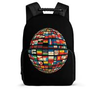 TPISLI Zaino per Scuola National Flag Classe 1-3 per Bambino Bambina Cartella Scolastica World Map Pattern 7-12 Anni School Bag, Tasche Laterali Tessuto 1680D Gite Brevi