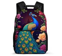 TPISLI Zaino per Scuola Peacock Flowers Classe 1-3 per Bambini Borsa Scolastica Animal 6-11 Anni Backpack, Resistente Leggero Manico Robusto Viaggio Uso Quotidiano