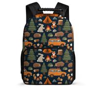 TPISLI Zaino per Scuola Rabbit Squirrel per Bambino 6-10 Anni Zaino Scuola Bear Animals Classe 2-4 Daypack, Manico Robusto Schienale Imbottito Regalo Compleanno