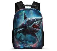 TPISLI Zaino per Scuola Shark per Studenti Elementare Zainetto Cool Marine Creature 7-12 Anni School Bag, Schienale Imbottito Tasche Laterali Regalo Compleanno