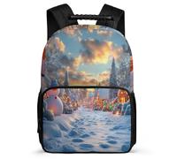 TPISLI Zaino per Scuola Snow Scene per Studenti Primaria Zaino Scuola Beautiful Winter Theme 5-10 Anni Daypack, Schienale Imbottito Resistente Leggero Gite Brevi
