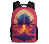 TPISLI Zaino per Scuola Space Ship Bambino Bambina 7-12 Anni Borsa Scolastica Space Rocket Classe 2-4 Backpack, Manico Robusto Tasche Laterali Natale Scuola