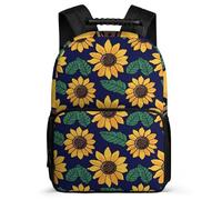 TPISLI Zaino per Scuola Sunflowers per Bambini 7-11 Anni Borsa Scuola Plant 3D Print Elementare School Bag, Tasche Laterali Dettagli in Feltro Gite Brevi