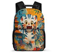 TPISLI Zaino per Scuola Tiger Motif per Bambino Elementare Cartella Scolastica Animal Tiger 8-12 Anni Backpack, Tasche Laterali Schienale Imbottito Ritorno a Scuola
