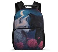TPISLI Zaino per Scuola Wolf Print per Ragazzi Ragazze Classe 2-4 Borsa Scuola Animal Wolve Motif 8-12 Anni Backpack, Tasche Laterali Dettagli in Feltro Gite Brevi