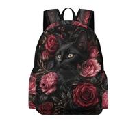 TPISLI Zaino Scolastico Black Cat Alunni Elementare Zaino Scolastico Rose Kitten Bambini Elementare Cartella Scolastica Pratico Quotidiano Tempo Libero Viaggio