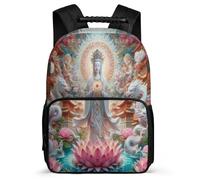 TPISLI Zaino Scolastico Buddha Lotus per Bambini Bambine 6-11 Anni Borsa Scolastica Buddhism Scuola Primaria Daypack, Schienale Imbottito Tessuto 1680D Tempo Libero