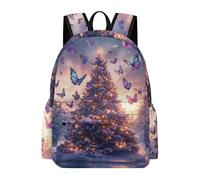 TPISLI Zaino Scolastico Butterflies Christmas Trees Elementare Bambino Borsa Scolastica 316 9 Anni Bambina Cartella Scolastica Resistente, Daypack per Regalo Compleanno Gita e Viaggio