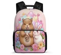 TPISLI Zaino Scolastico Capybara Rabbit per Bambini Bambine 6-10 Anni Borsa Scuola Animal Elementare Bookbag, Tessuto 1680D Schienale Imbottito Regalo Compleanno