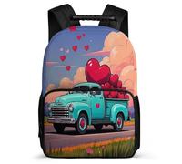 TPISLI Zaino Scolastico Car Heart Pattern per Bambini Bambine 7-11 Anni Cartella Scolastica Cartoon Cars Classe 1-3 School Bag, Dettagli in Feltro Tessuto 1680D Viaggio Uso Quotidiano