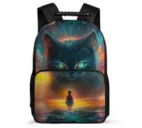 TPISLI Zaino Scolastico Cat Pattern per Bambino 6-10 Anni Borsa Scuola Animal Kitten Primaria Daypack, Resistente Leggero Dettagli in Feltro Natale Scuola