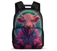 TPISLI Zaino Scolastico Cattle Pattern Bambina 8-12 Anni Cartella Scolastica Bull Animal Classe 3-5 School Bag, Schienale Imbottito Manico Robusto Ritorno a Scuola