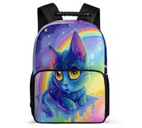 TPISLI Zaino Scolastico Colourful Kitten Scuola Primaria per Bambino Bambina Cartella Scolastica Animal Cat 6-11 Anni School Bag, Dettagli in Feltro Tessuto 1680D Regalo Compleanno