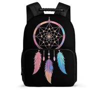 TPISLI Zaino Scolastico Dreamcatcher Bambini Bambine 6-11 Anni Cartella Scolastica Colourful Feathers Classe 3-5 Bookbag, Manico Robusto Tasche Laterali Natale Scuola