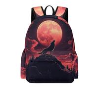 TPISLI Zaino Scolastico Full Moon Wolf Bambina 9 Anni Borsa Scuola Wolves Moon Bambini Classe 3-5 Cartella Scolastica Elementare School Bag, Gite Tempo Libero Uso Quotidiano