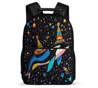 TPISLI Zaino Scolastico Funny Whale Pattern Classe 2-4 per Bambini Bambine Borsa Scuola Marine Life 7-11 Anni Backpack, Manico Robusto Tasche Laterali Tempo Libero