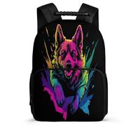 TPISLI Zaino Scolastico German Shepherd Design Ragazzi Ragazze 7-12 Anni Cartella Scolastica Animal Puppy Classe 1-3 Backpack, Schienale Imbottito Tessuto 1680D Gite Brevi