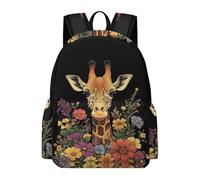 TPISLI Zaino Scolastico Giraffe Flower Motif per Bambini 8 Anni Borsa Scolastica Animal Bambine Elementare Cartella Grande Capiente, School Bag per Rientro a Scuola Viaggio e Gita