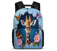 TPISLI Zaino Scolastico Giraffe Pattern Scuola Primaria per Bambino Borsa Scolastica Animal 6-11 Anni Backpack, Dettagli in Feltro Manico Robusto Regalo Compleanno