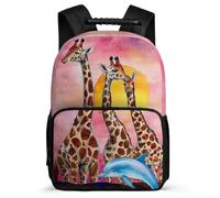 TPISLI Zaino Scolastico Giraffe Ragazzi Ragazze 5-10 Anni Borsa Scolastica Animal Giraffe Scuola Primaria School Bag, Tasche Laterali Dettagli in Feltro Tempo Libero